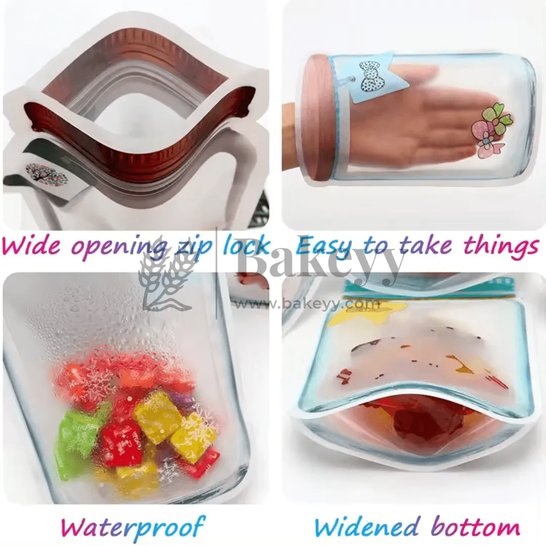 100 gm | Zip Lock Pouch | Blue Jar Designed |13.5 x 19.5 CM | Standing Pouch | Pack of  40