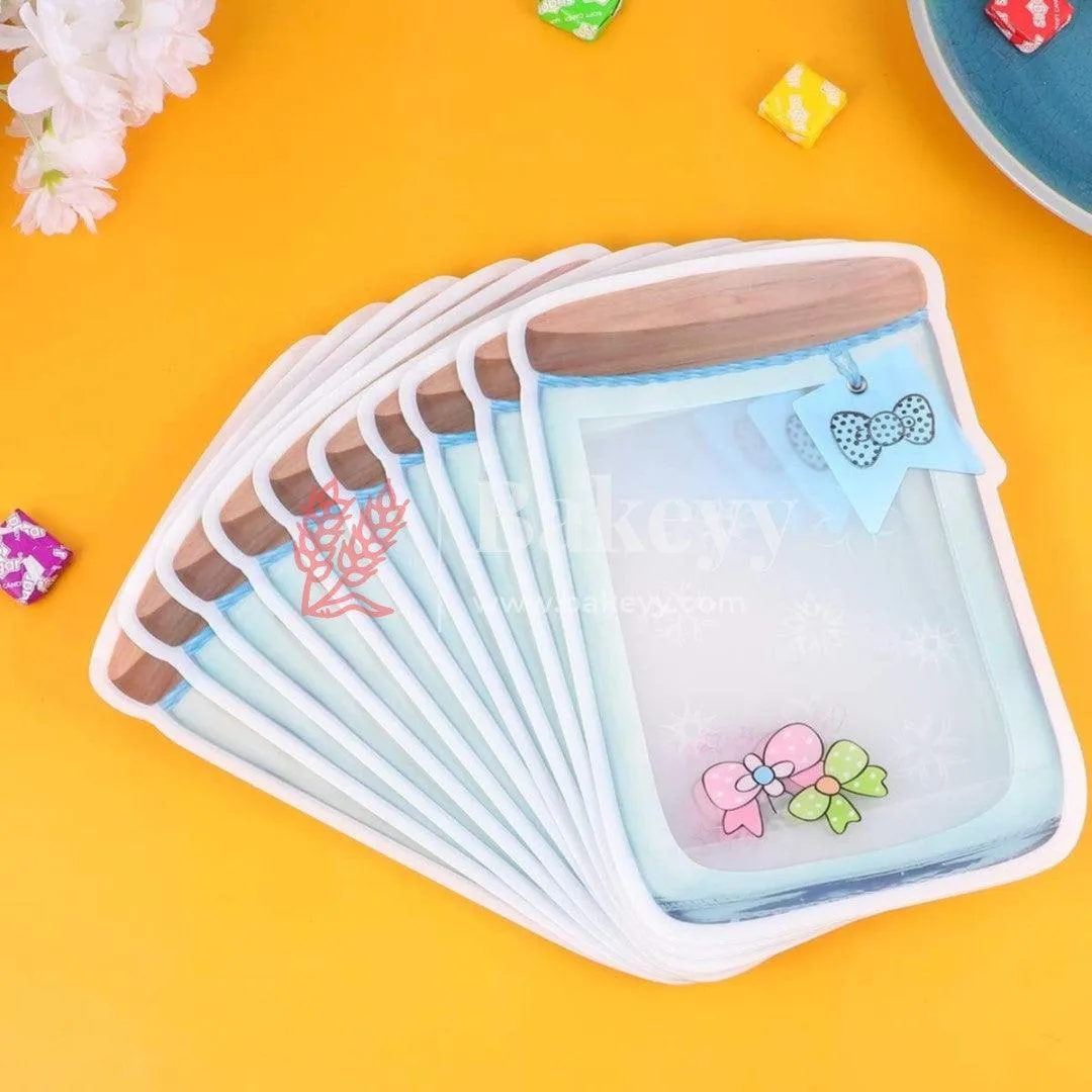 100 gm | Zip Lock Pouch | Blue Jar Designed |13.5 x 19.5 CM | Standing Pouch | Pack of  40