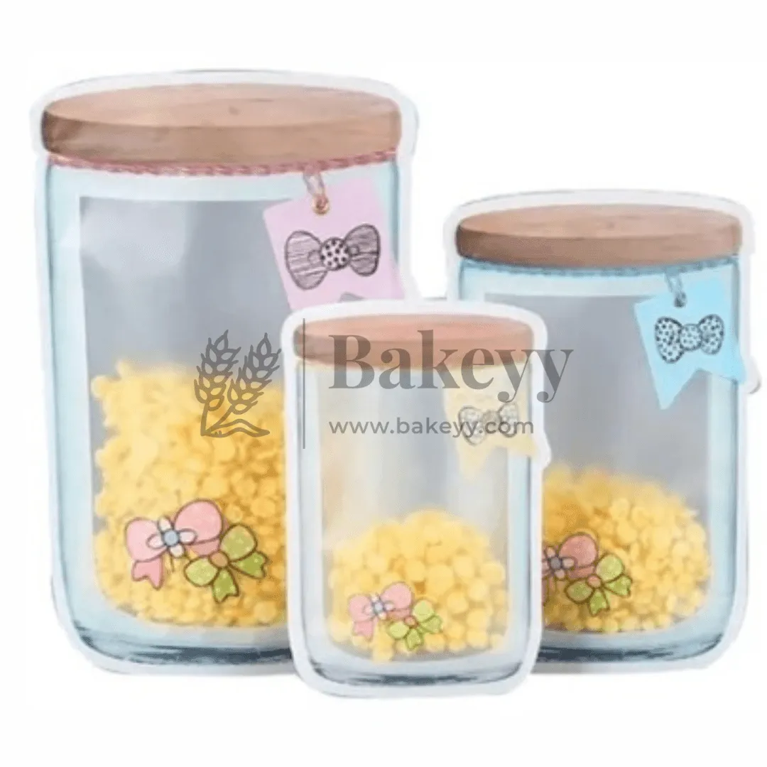 100 gm | Zip Lock Pouch | Blue Jar Designed |13.5 x 19.5 CM | Standing Pouch | Pack of  40