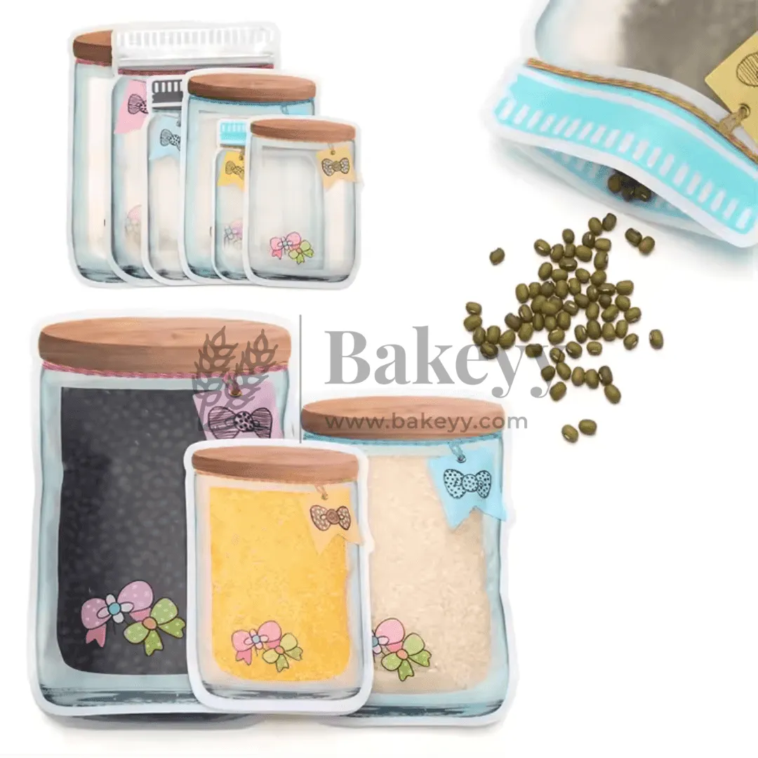 100 gm | Zip Lock Pouch | Blue Jar Designed |13.5 x 19.5 CM | Standing Pouch | Pack of  40