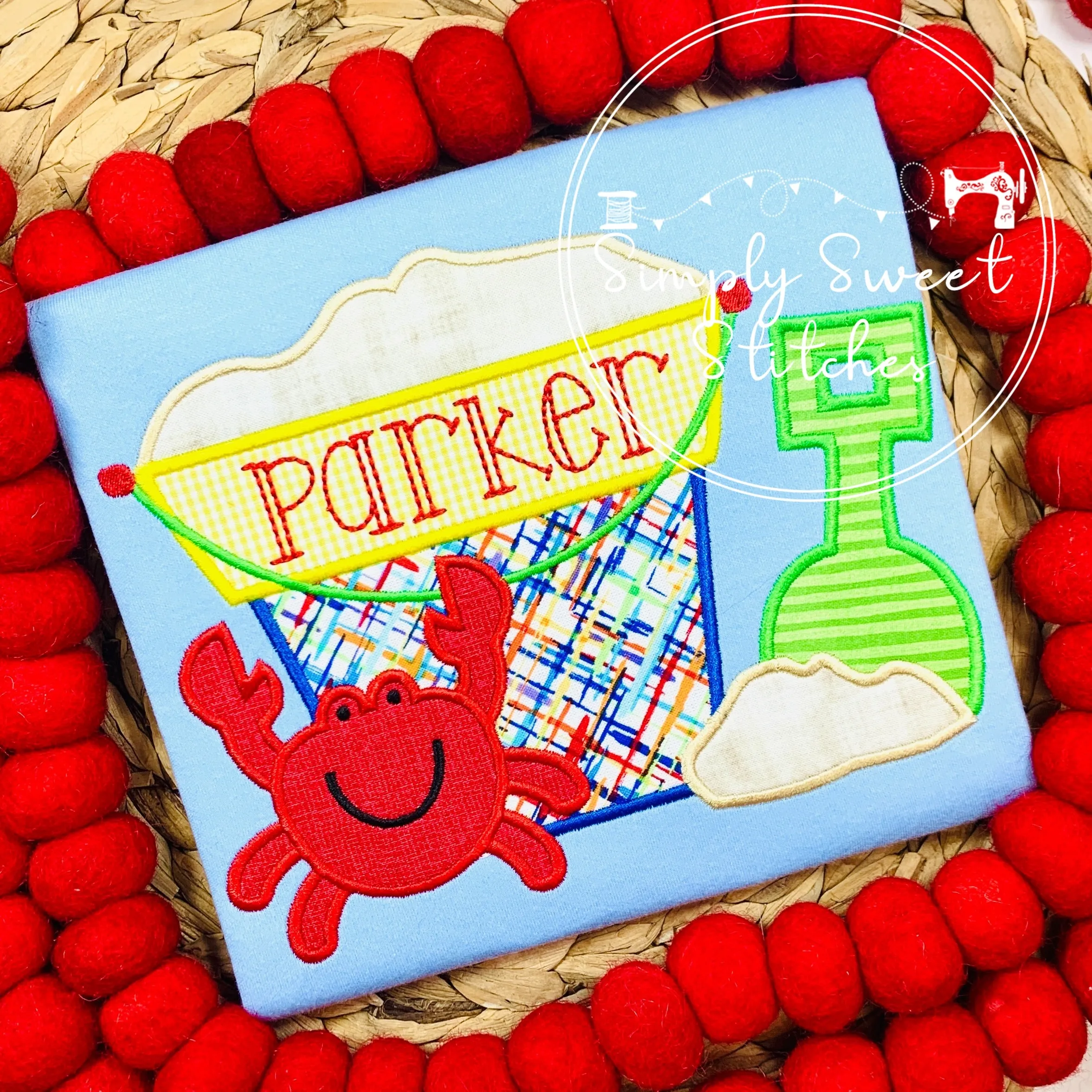 1036 - BOYS SAND PAIL WITH CRAB - APPLIQUE CHILD SHIRT