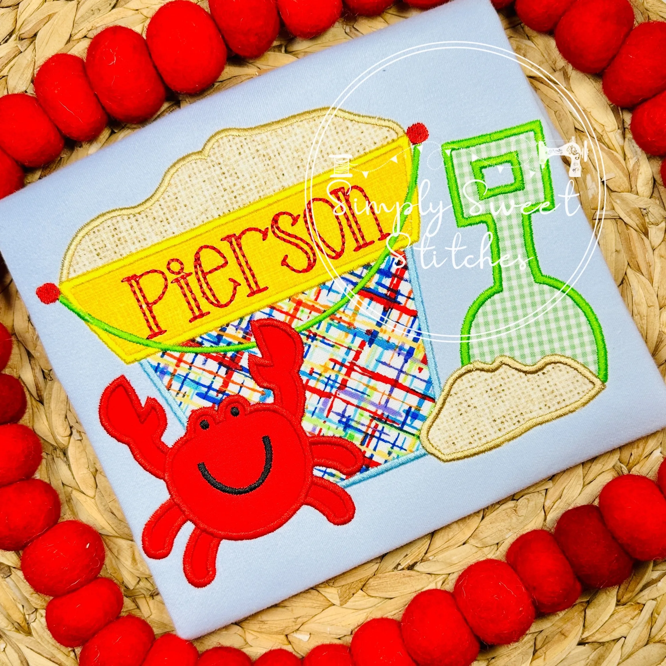 1036 - BOYS SAND PAIL WITH CRAB - APPLIQUE CHILD SHIRT
