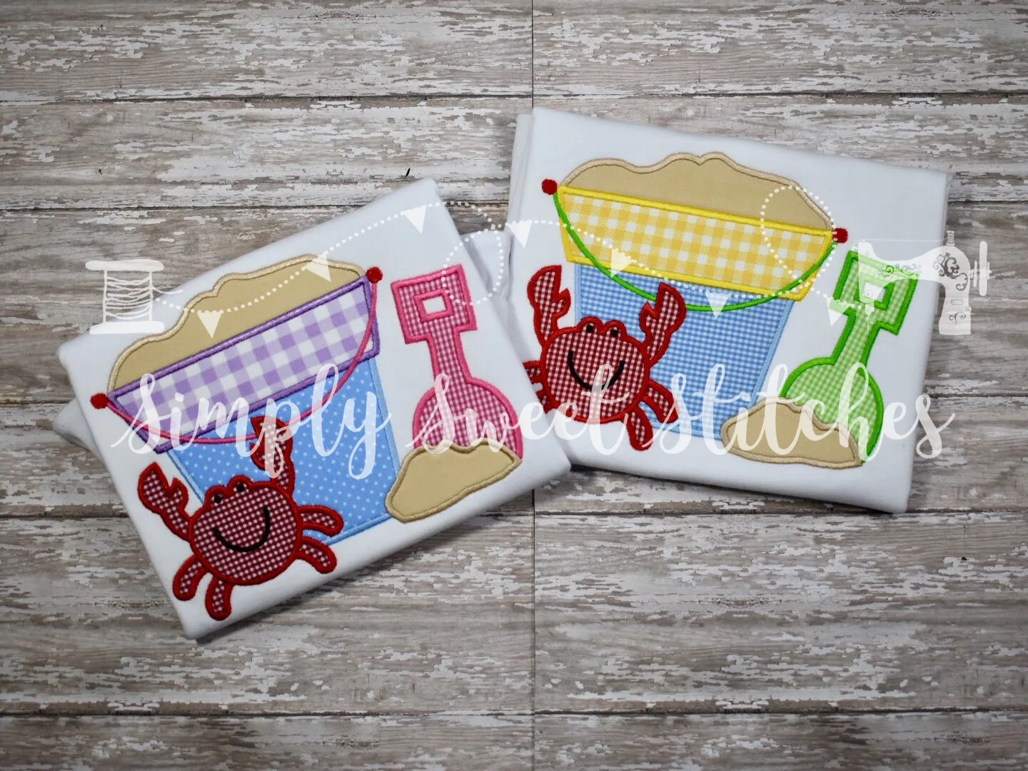 1036 - BOYS SAND PAIL WITH CRAB - APPLIQUE CHILD SHIRT