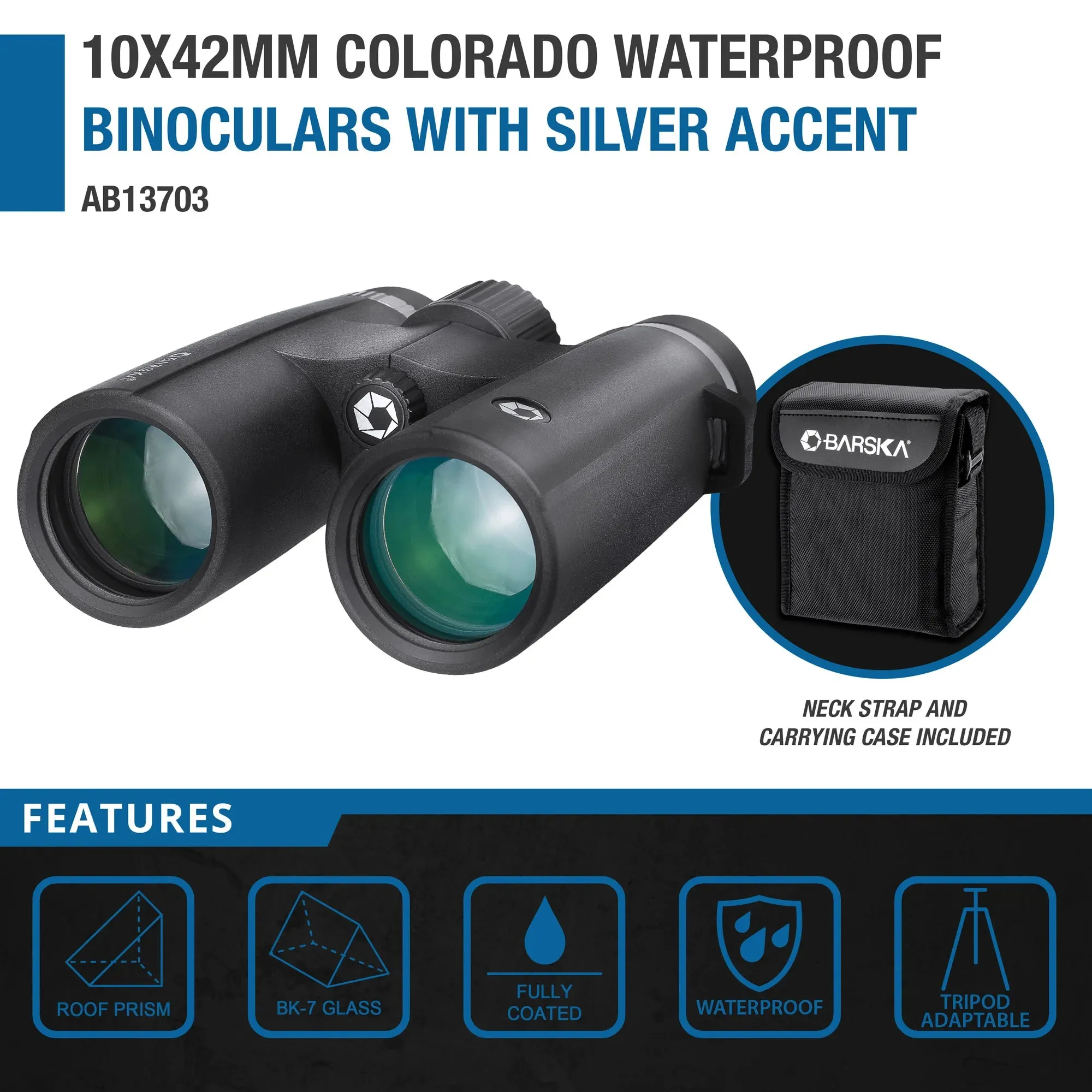 10x42mm Colorado Waterproof Binoculars with Silver Accent | AB13703
