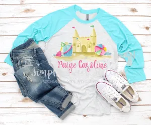 1407 - GIRL SAND CASTLE - HEAT PRESS CHILD SHIRT