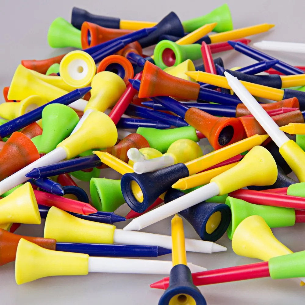 200 Plastic & Rubber Cushion Top Golf Tees 83mm - High Quality - Fast Dispatch