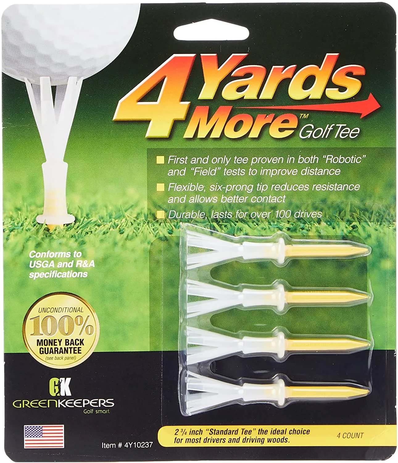 4 Yards More Golf Tees - Various Sizes (4 Tees per pack)