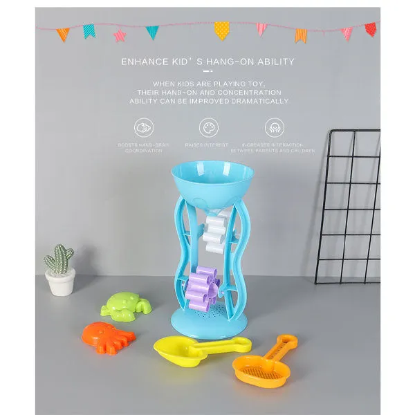 5-in-1 Blue Sand Clock Beach Toy Set For Kids And Deliciated Life And Rich Color With Soft And Comfortable Packaging