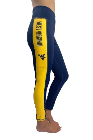 931 - West Virginia University Flying WV Panel Cell Phone Pocket Legging/Navy