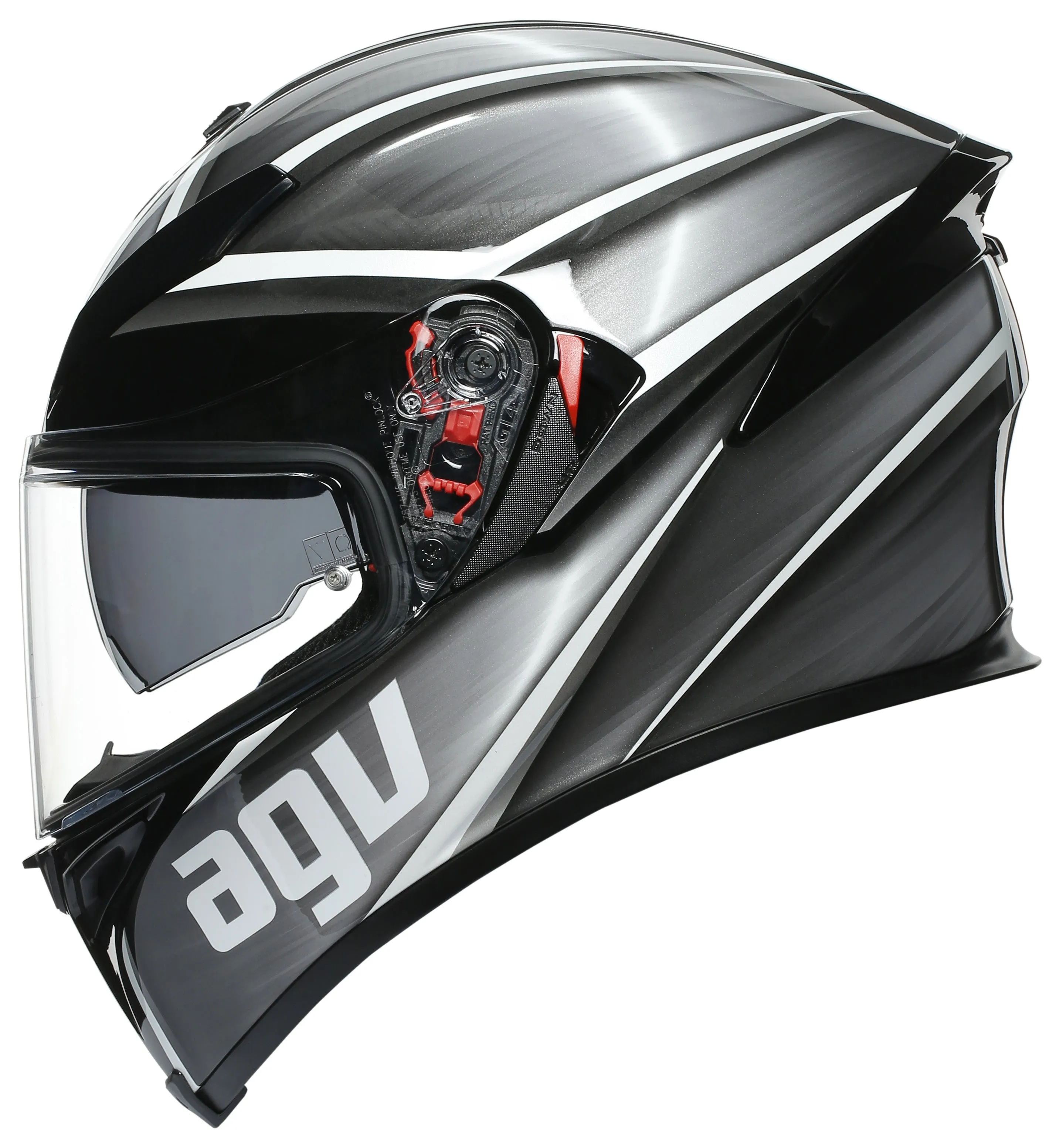 AGV K-5 S Full-Face Motorcycle Helmet - Tempest Black/Silver Graphic