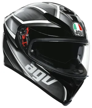 AGV K-5 S Full-Face Motorcycle Helmet - Tempest Black/Silver Graphic