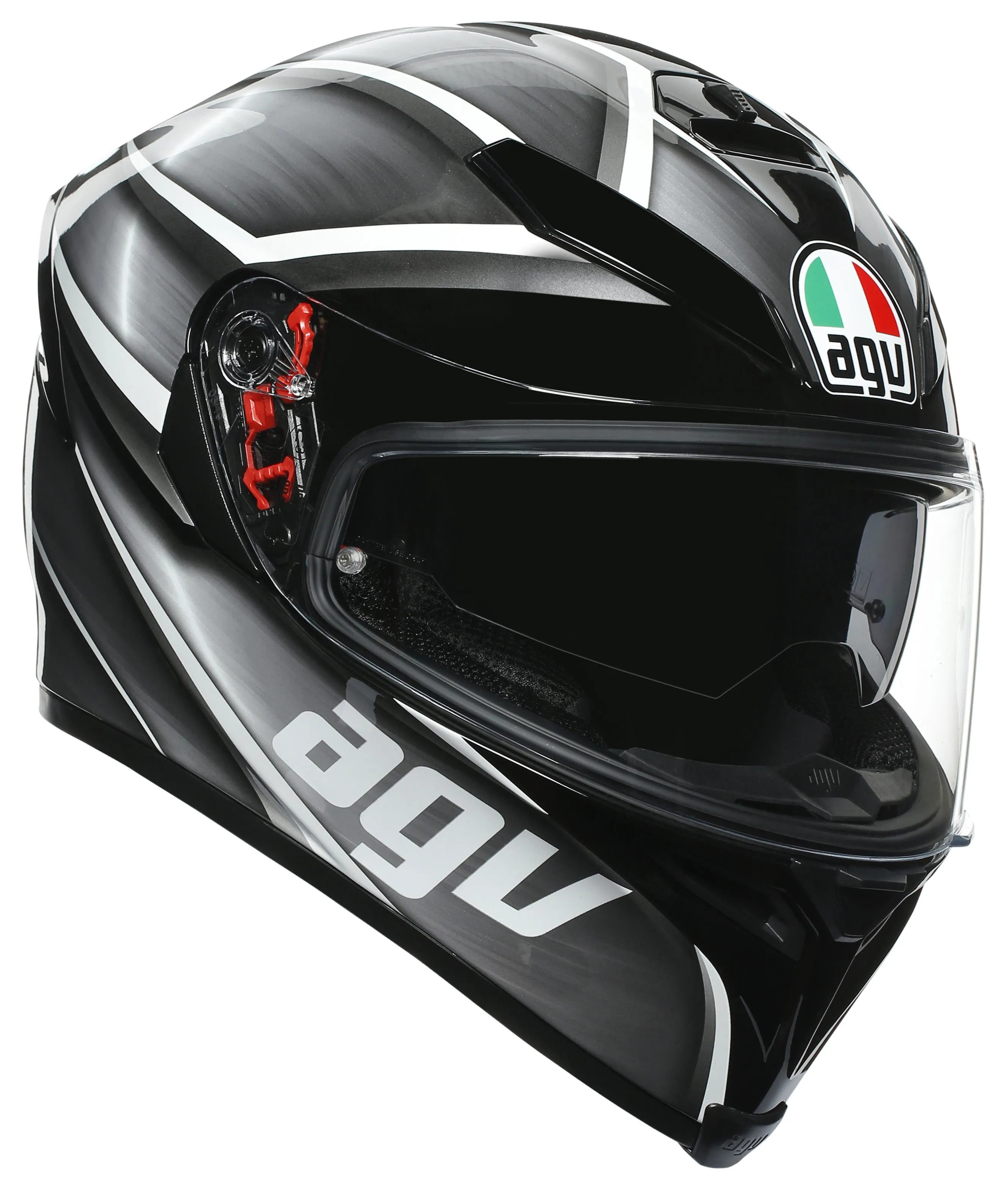 AGV K-5 S Full-Face Motorcycle Helmet - Tempest Black/Silver Graphic