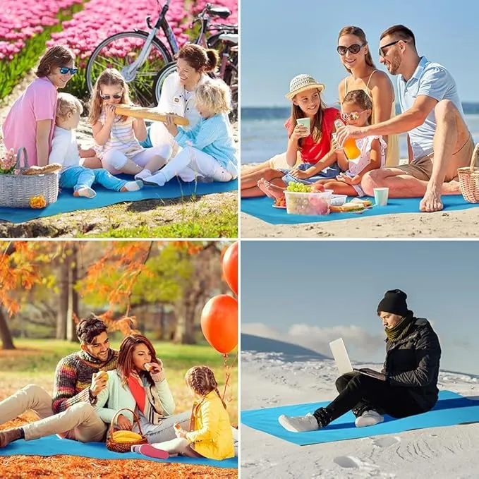 Ainiv Picnic Blanket, Mini Pocket Beach Mat 27.5 x 43.3IN (1-2 People) Foldable, Lightweight Waterproof Sand Free, Foldable Thin Ground Sheet for Outdoor Camping Hiking Travel - with Hand Strap
