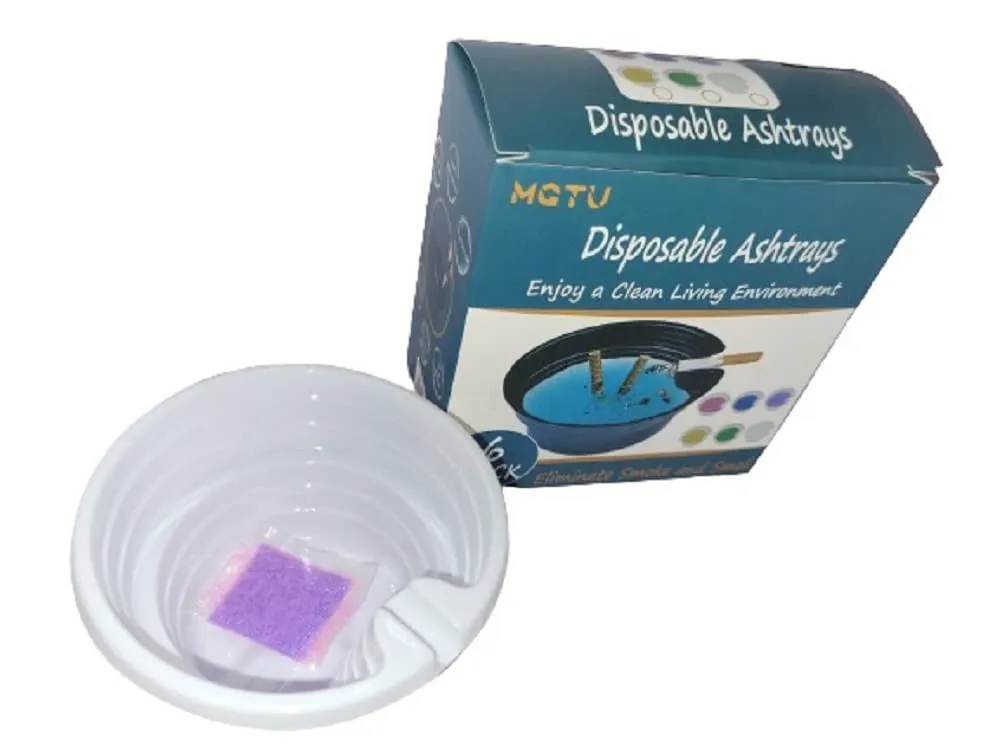 AMDROZ Ashtrays with Ash Absorbing Balm, Disposable Ashtray with Sand, Small Portative Ash holder for Quickly Extinguish Cigarette, Reduce Ash Raising, Ashtray Outdoor