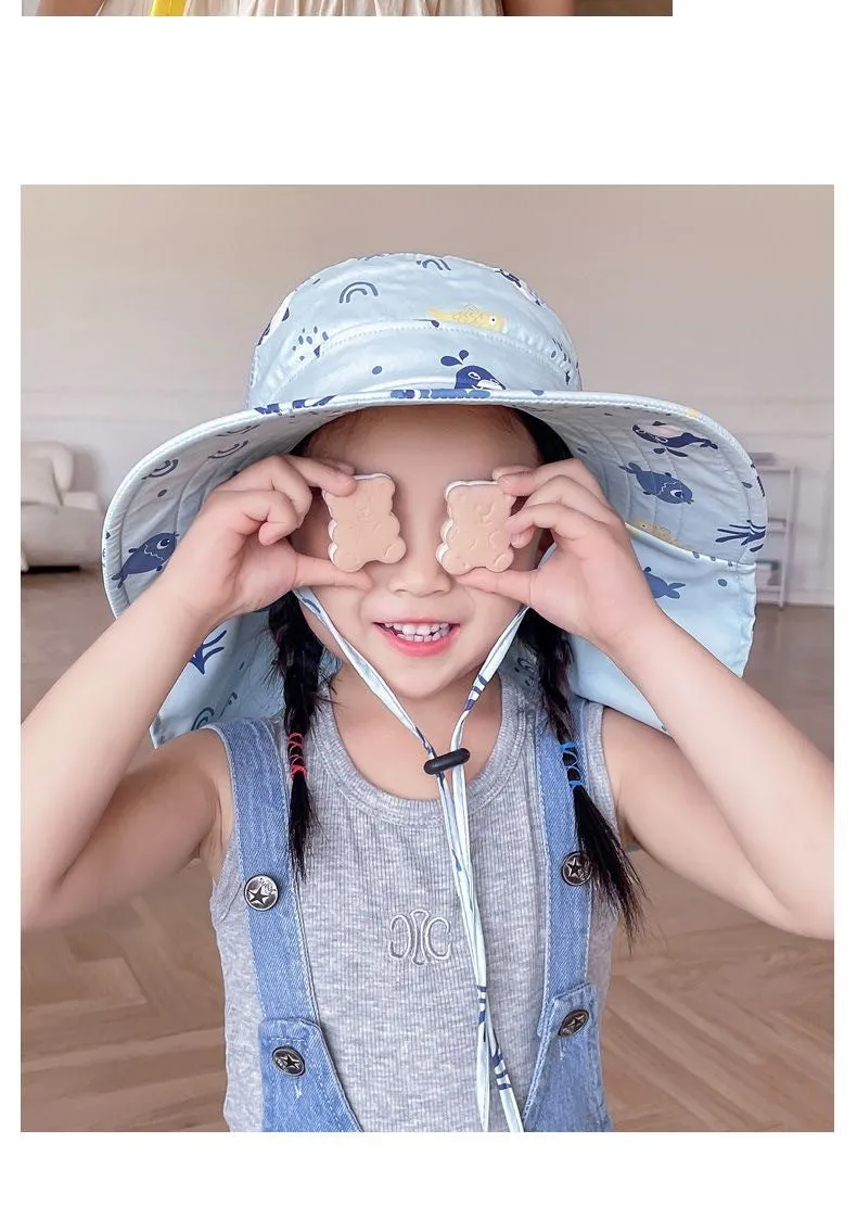 ANTI-UV KINDER SONNENHUT MIT PFEIFE – SOMMER BUCKET HUT FÜR JUNGEN UND MÄDCHEN