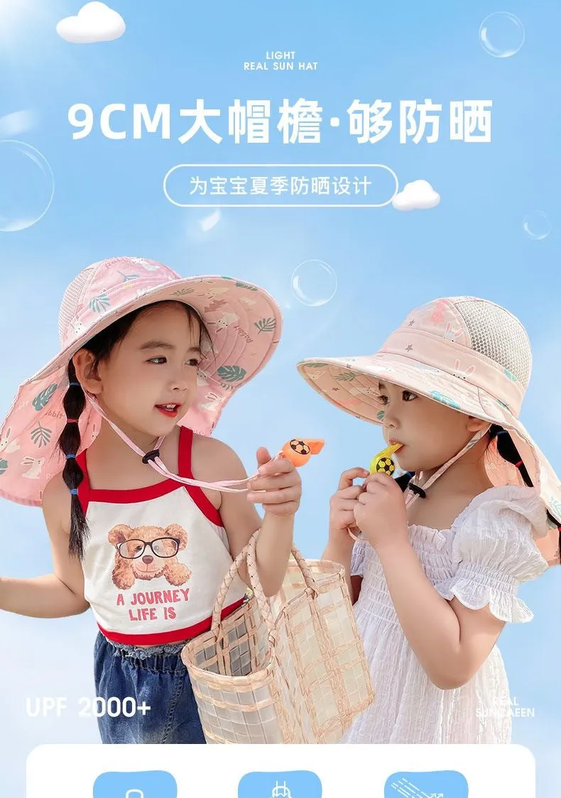 ANTI-UV KINDER SONNENHUT MIT PFEIFE – SOMMER BUCKET HUT FÜR JUNGEN UND MÄDCHEN