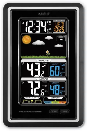 Atomic Time, Wireless Color Weather Station with Remote Sensor