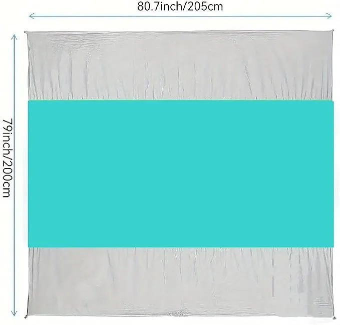 Beach Blanket Sandproof Extra Large Beach Mat Adults Waterproof Quick Drying,Big & Compact Sand Free Mat,Lightweight & Durable with 4 Stakes for Travel Camping Hiking Picnic (Green/Gray)