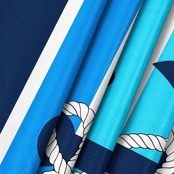 Beach Blanket Waterproof Sandproof, 78''×86'' Large Oversized Sand Free Nautical Beach Mat 4 People w/ 4 Stakes, Lightweight Foldable Blue Beach Essentials for Picnic, Camping - Stripes Anchor
