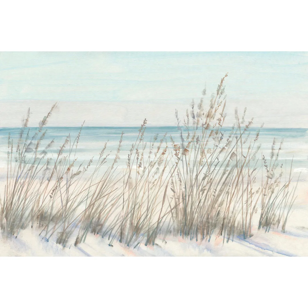 Beach Grass II Beachcrest Home™ Size: 24" H x 36" W x 1.25" D Format: Maple Single Picture Framed, Mat Included: No