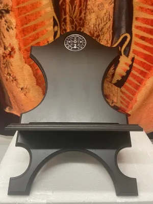 Benedictine Medal Dark Wood Bible Stand 11 1/2" x 13" x 20"