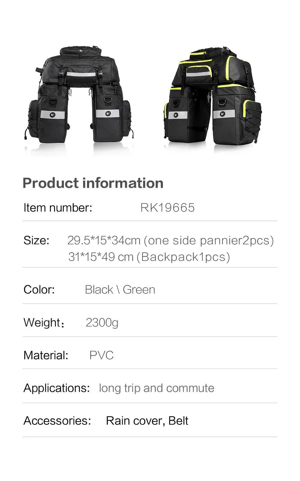 Bike Pannier Bag 3 In 1 Big Capacity With Rain Cover Rear Rack Seat Trunk Bags For Mtb Road Folding Bicycles E-Bike