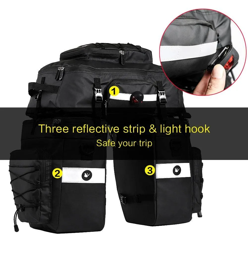 Bike Pannier Bag 3 In 1 Big Capacity With Rain Cover Rear Rack Seat Trunk Bags For Mtb Road Folding Bicycles E-Bike