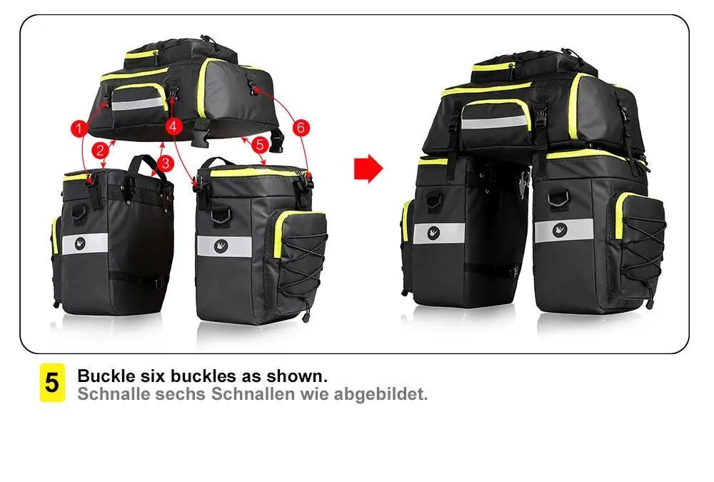 Bike Pannier Bag 3 In 1 Big Capacity With Rain Cover Rear Rack Seat Trunk Bags For Mtb Road Folding Bicycles E-Bike