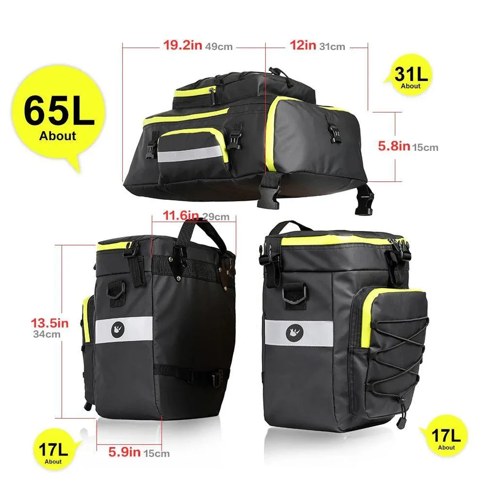 Bike Pannier Bag 3 In 1 Big Capacity With Rain Cover Rear Rack Seat Trunk Bags For Mtb Road Folding Bicycles E-Bike