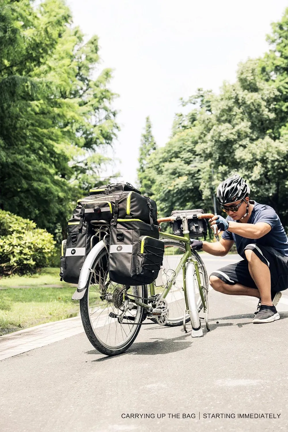 Bike Pannier Bag 3 In 1 Big Capacity With Rain Cover Rear Rack Seat Trunk Bags For Mtb Road Folding Bicycles E-Bike