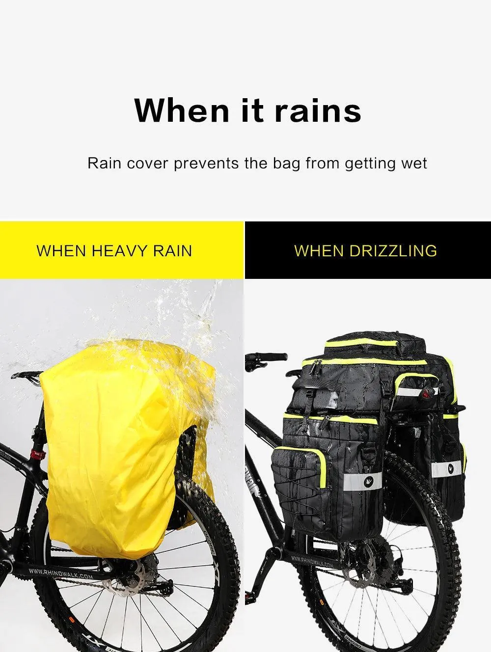 Bike Pannier Bag 3 In 1 Big Capacity With Rain Cover Rear Rack Seat Trunk Bags For Mtb Road Folding Bicycles E-Bike