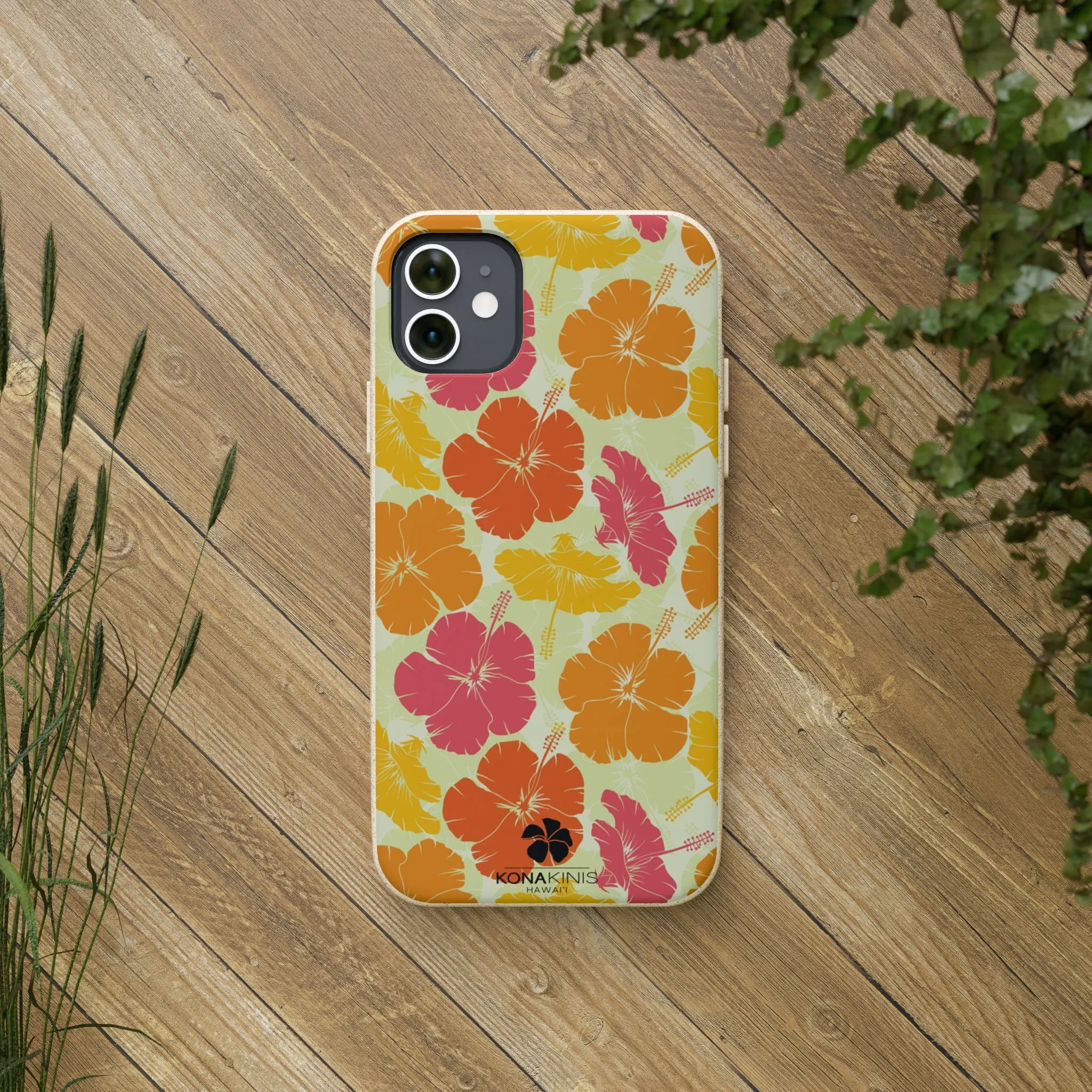 Biodegradable Cell Phone Case - Vintage Hibiscus
