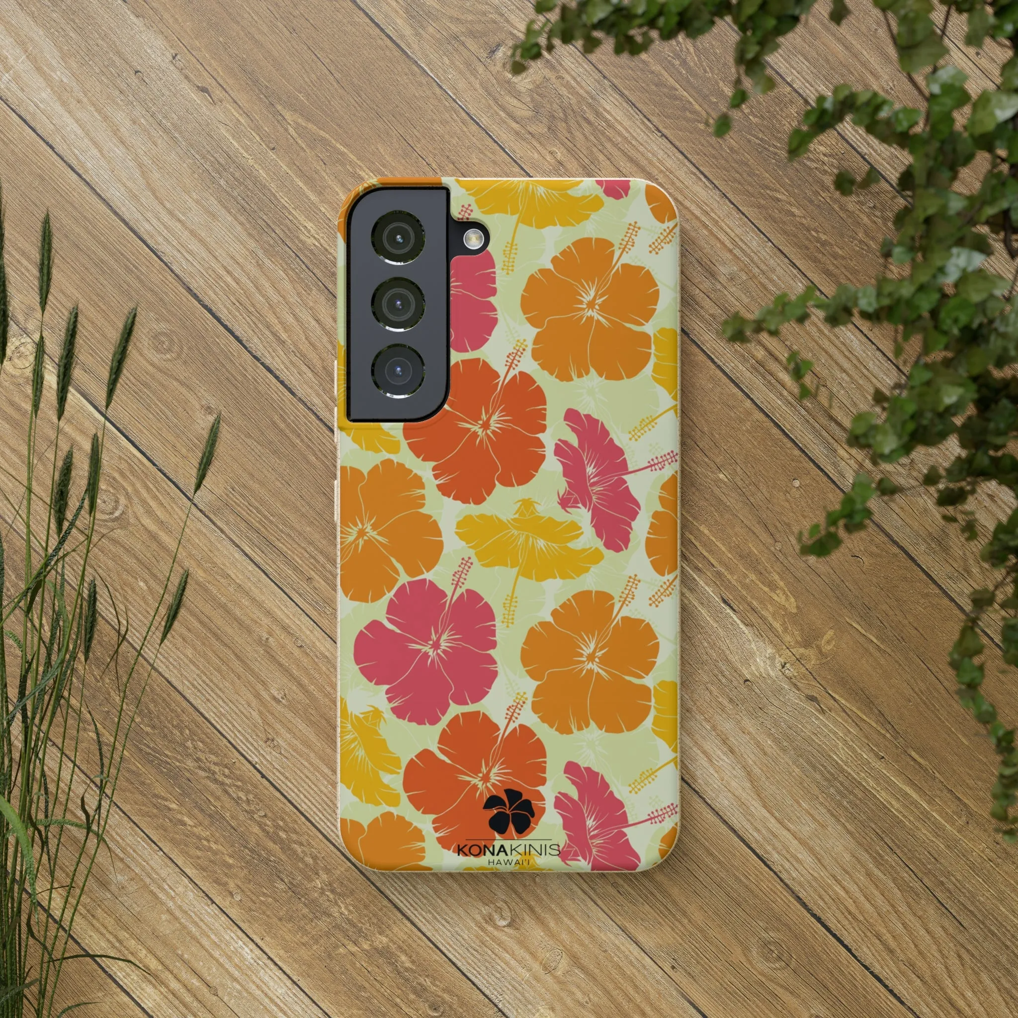Biodegradable Cell Phone Case - Vintage Hibiscus