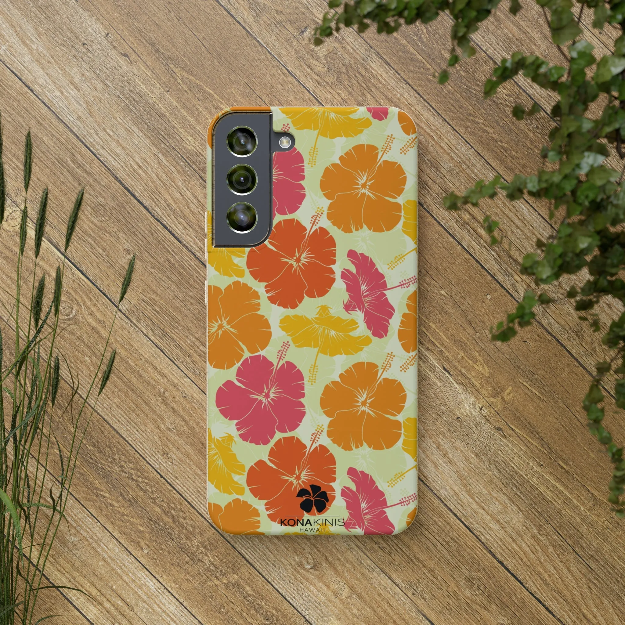 Biodegradable Cell Phone Case - Vintage Hibiscus