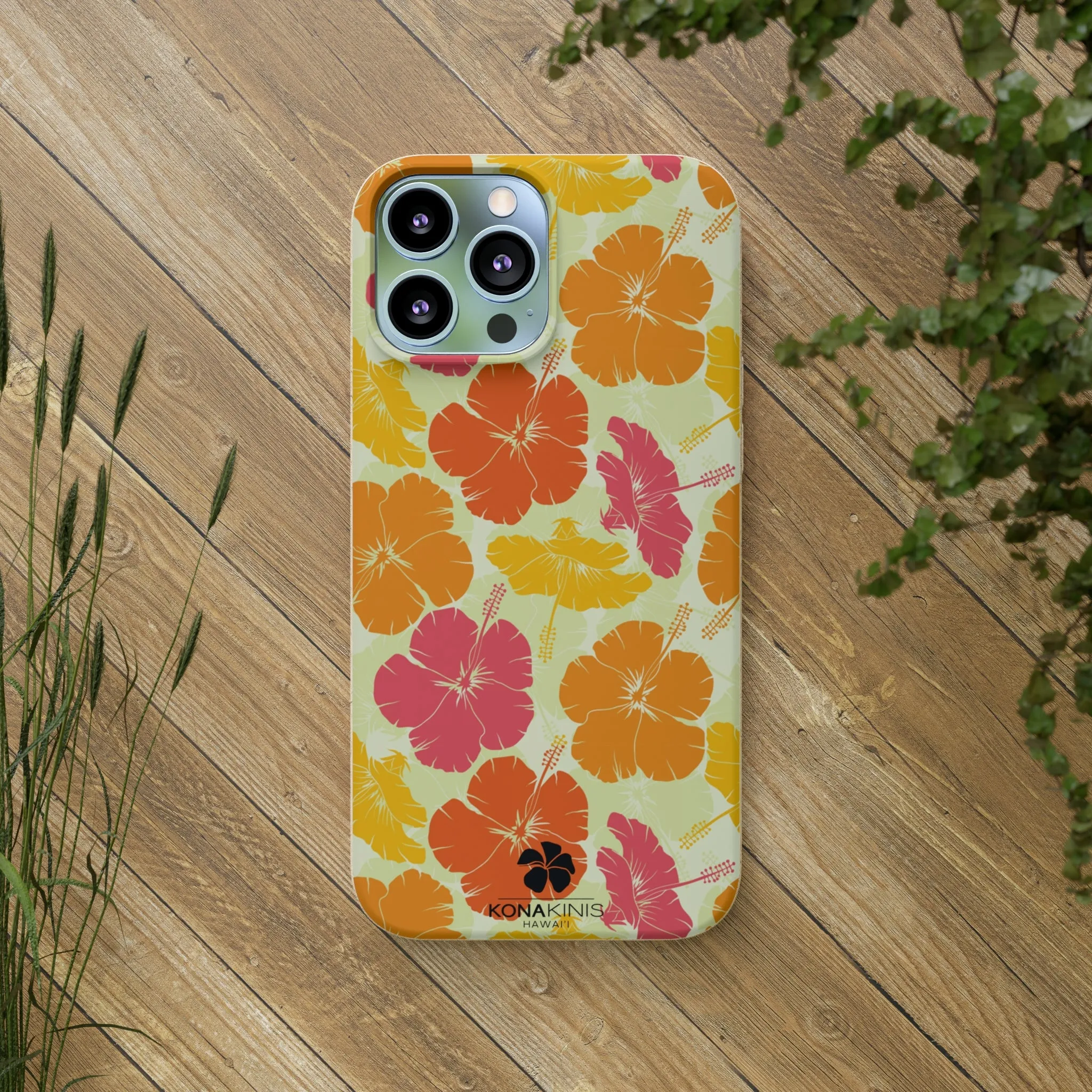 Biodegradable Cell Phone Case - Vintage Hibiscus