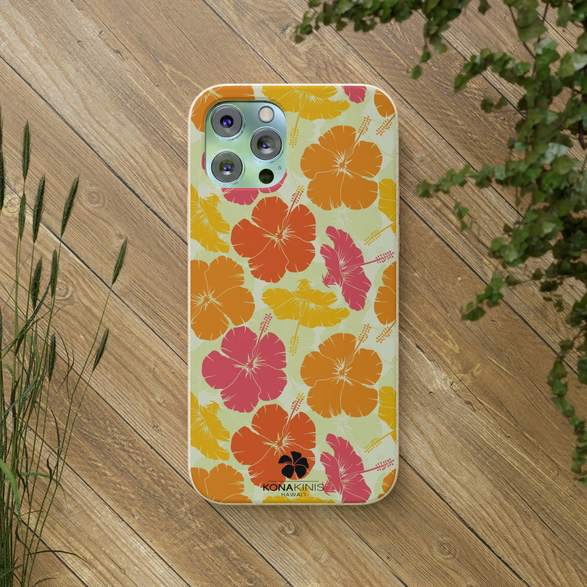 Biodegradable Cell Phone Case - Vintage Hibiscus