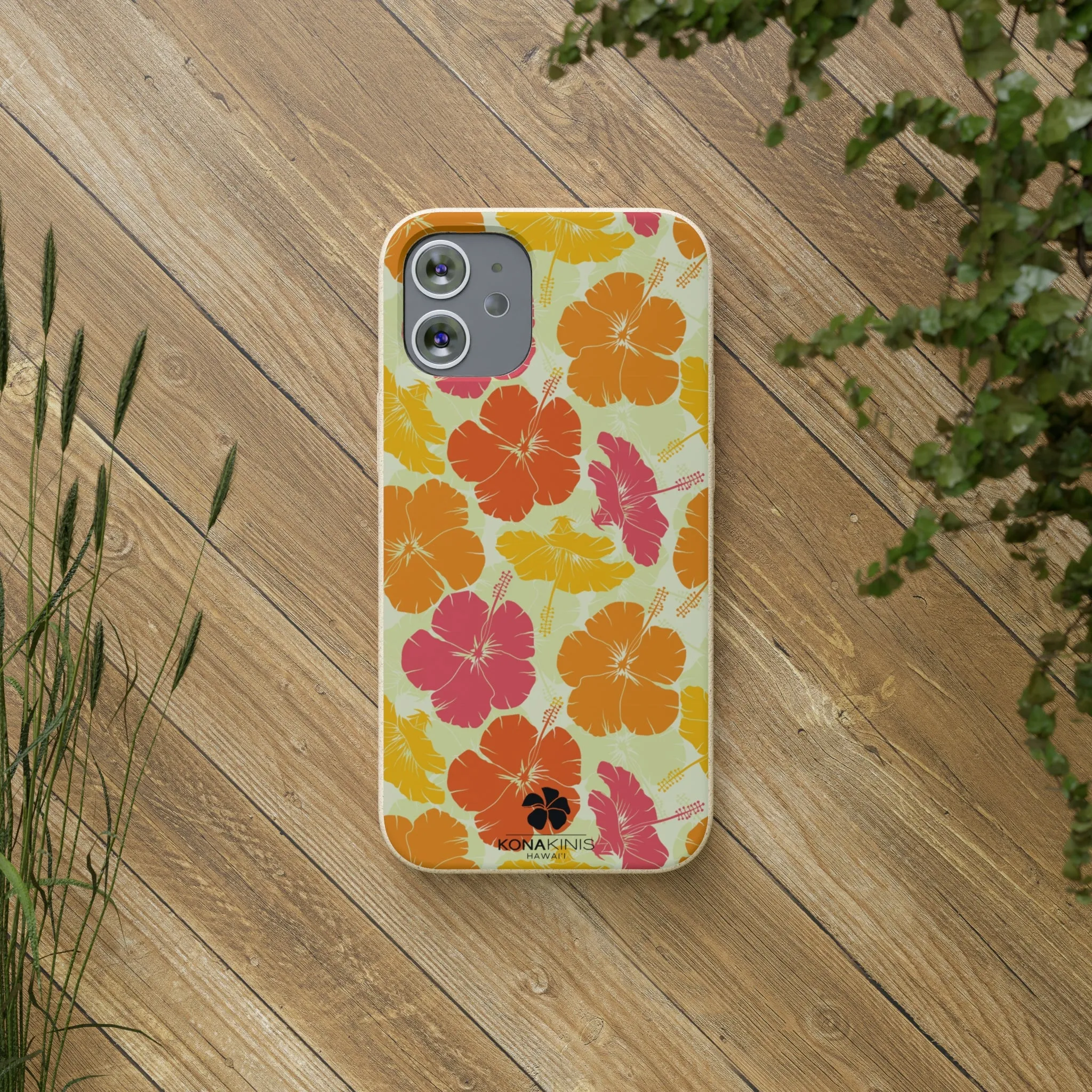 Biodegradable Cell Phone Case - Vintage Hibiscus