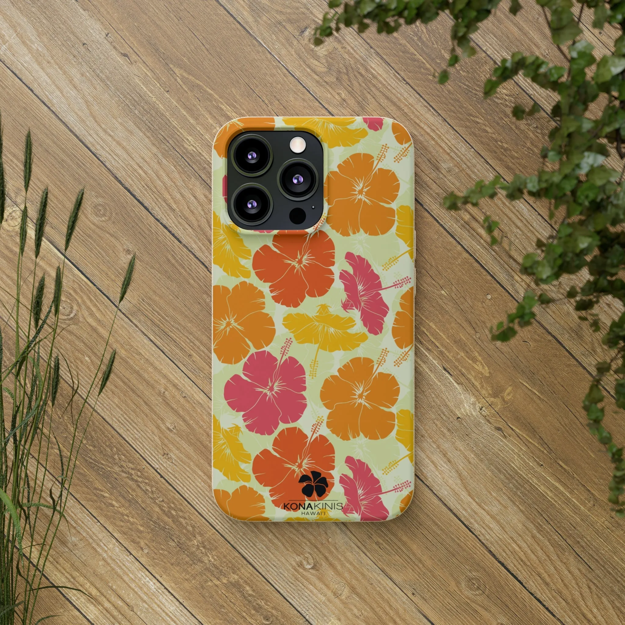 Biodegradable Cell Phone Case - Vintage Hibiscus