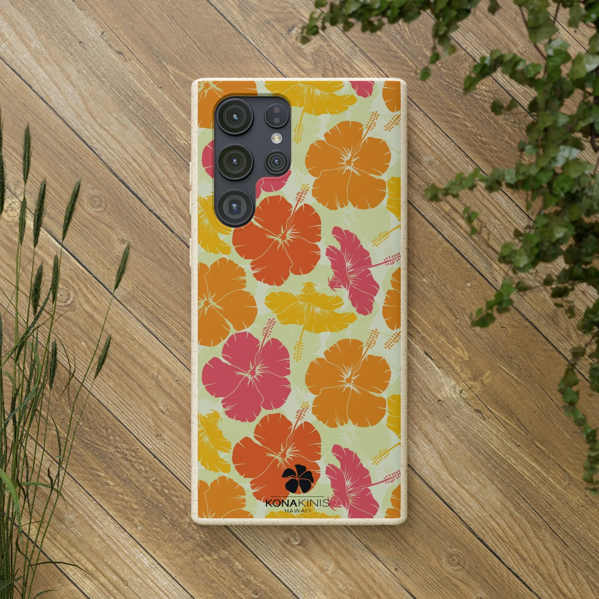 Biodegradable Cell Phone Case - Vintage Hibiscus