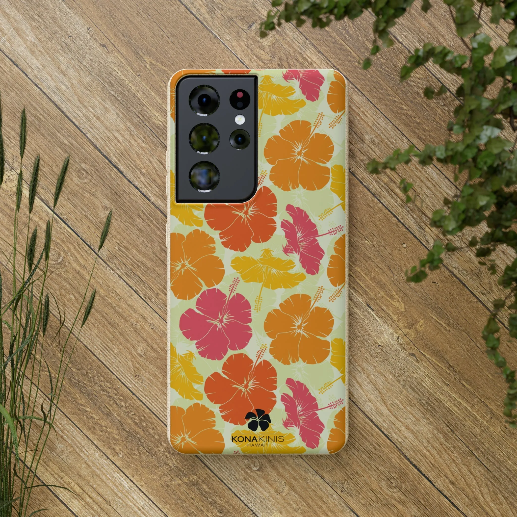 Biodegradable Cell Phone Case - Vintage Hibiscus