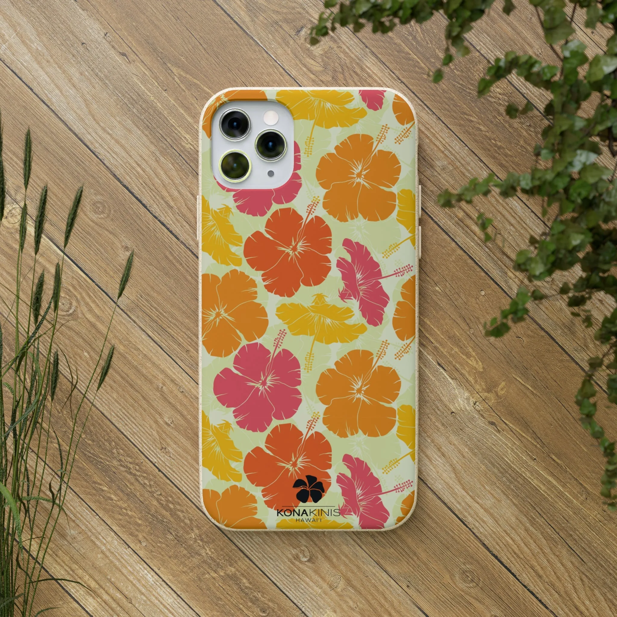 Biodegradable Cell Phone Case - Vintage Hibiscus