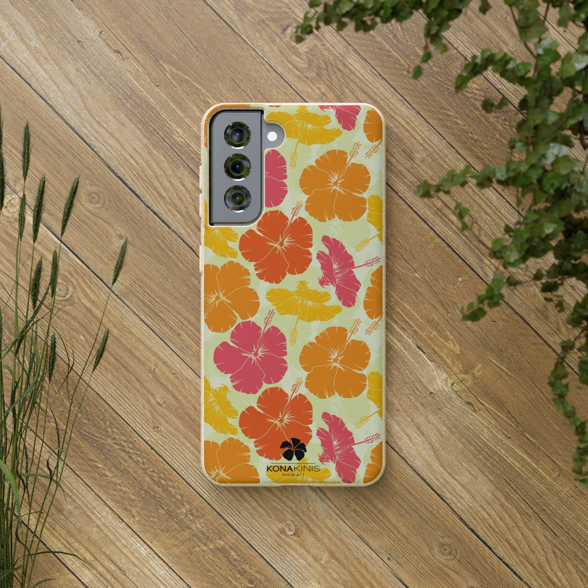 Biodegradable Cell Phone Case - Vintage Hibiscus