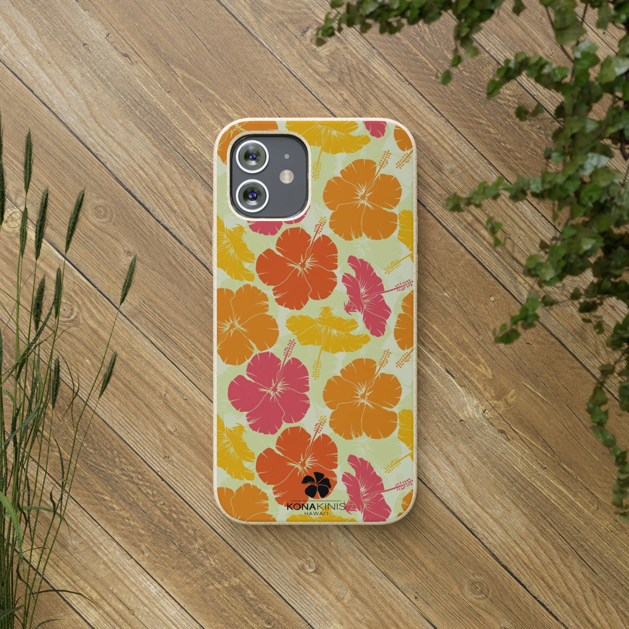 Biodegradable Cell Phone Case - Vintage Hibiscus