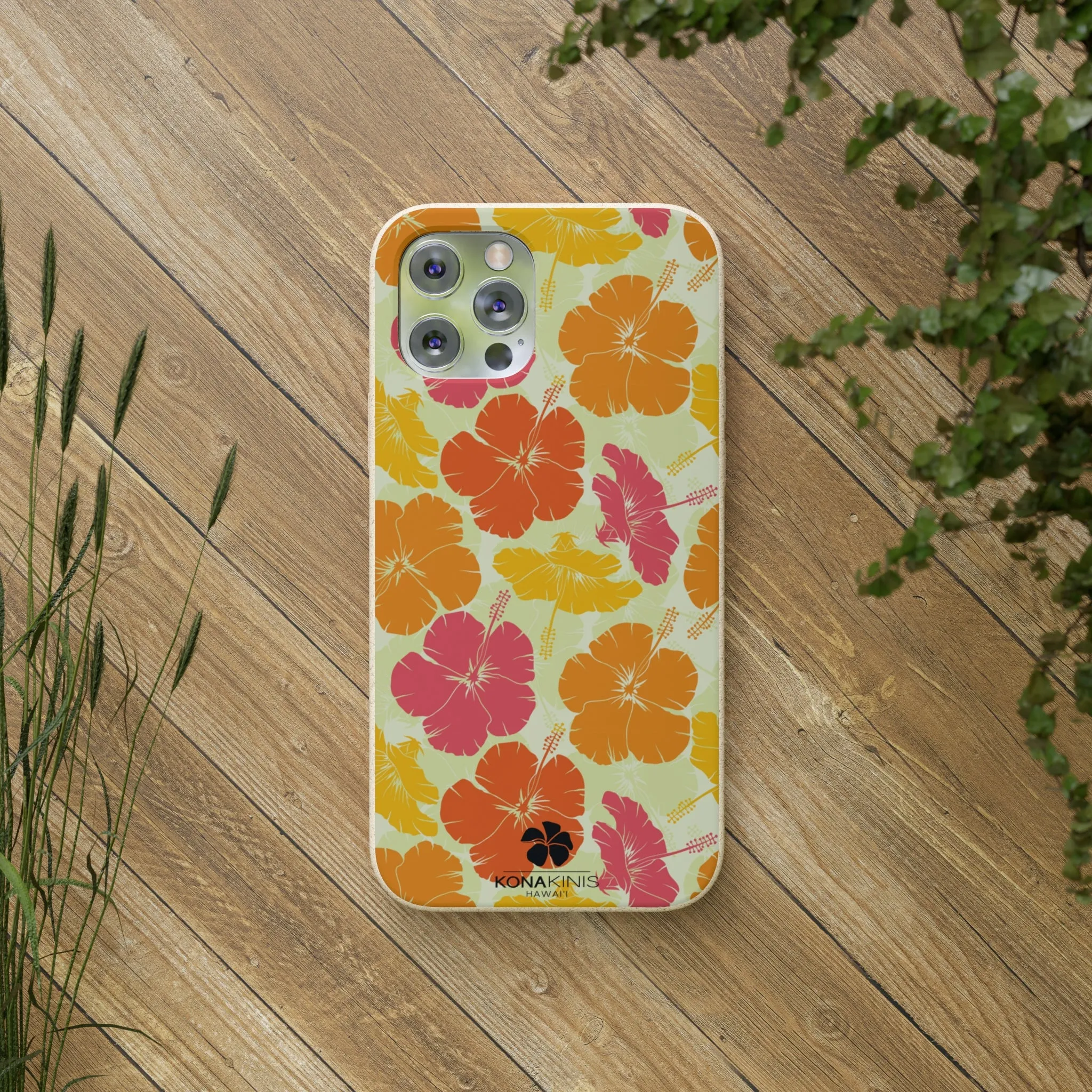 Biodegradable Cell Phone Case - Vintage Hibiscus