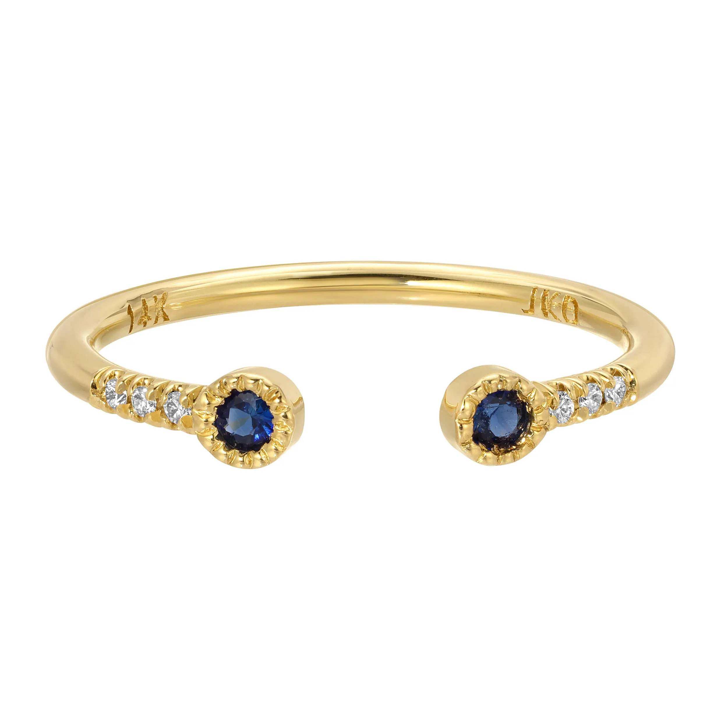 Blue Sapphire Bezel Equilibrium Cuff Ring