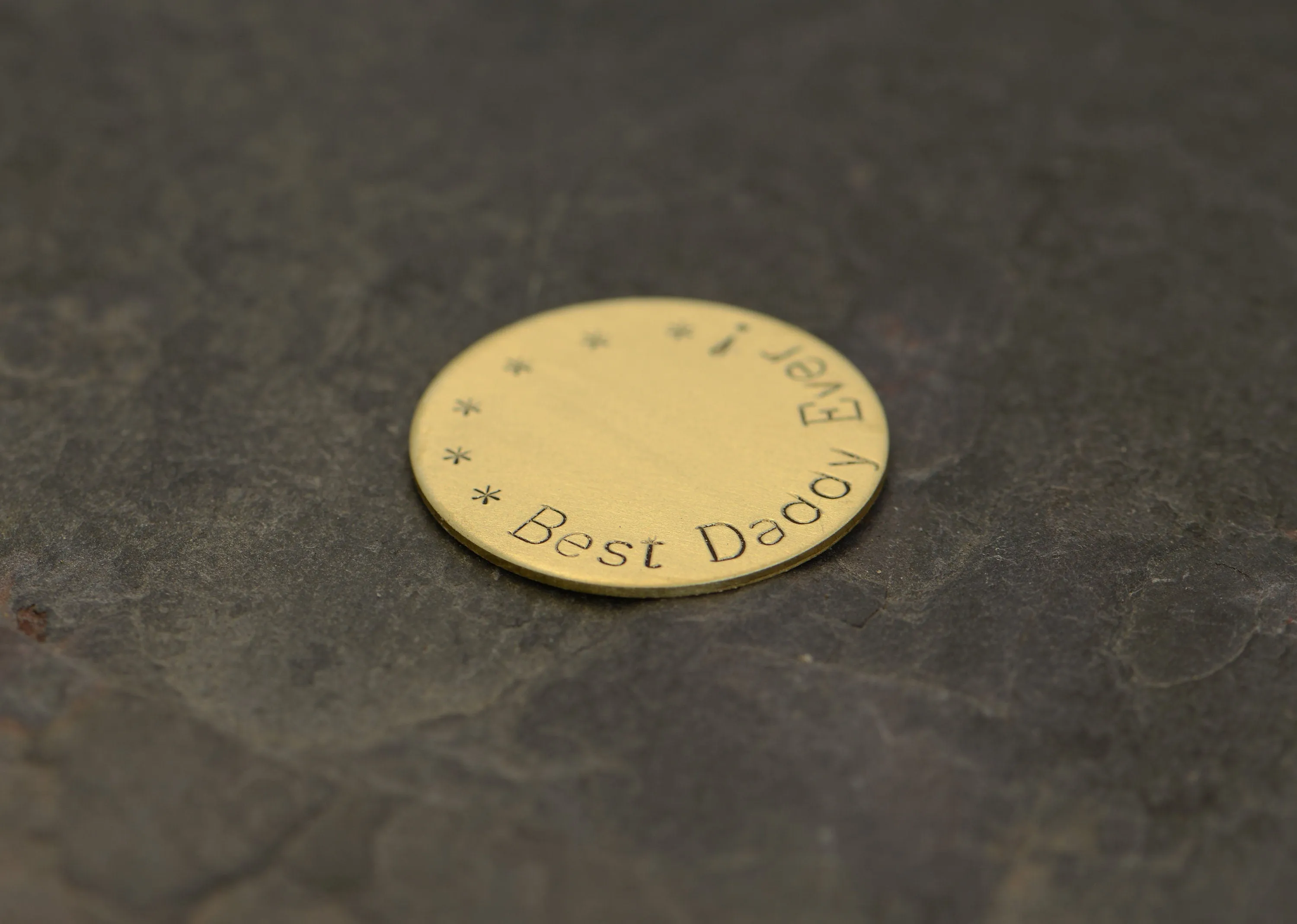 Bronze Golf Ball Marker stamped with Best Dad by Par
