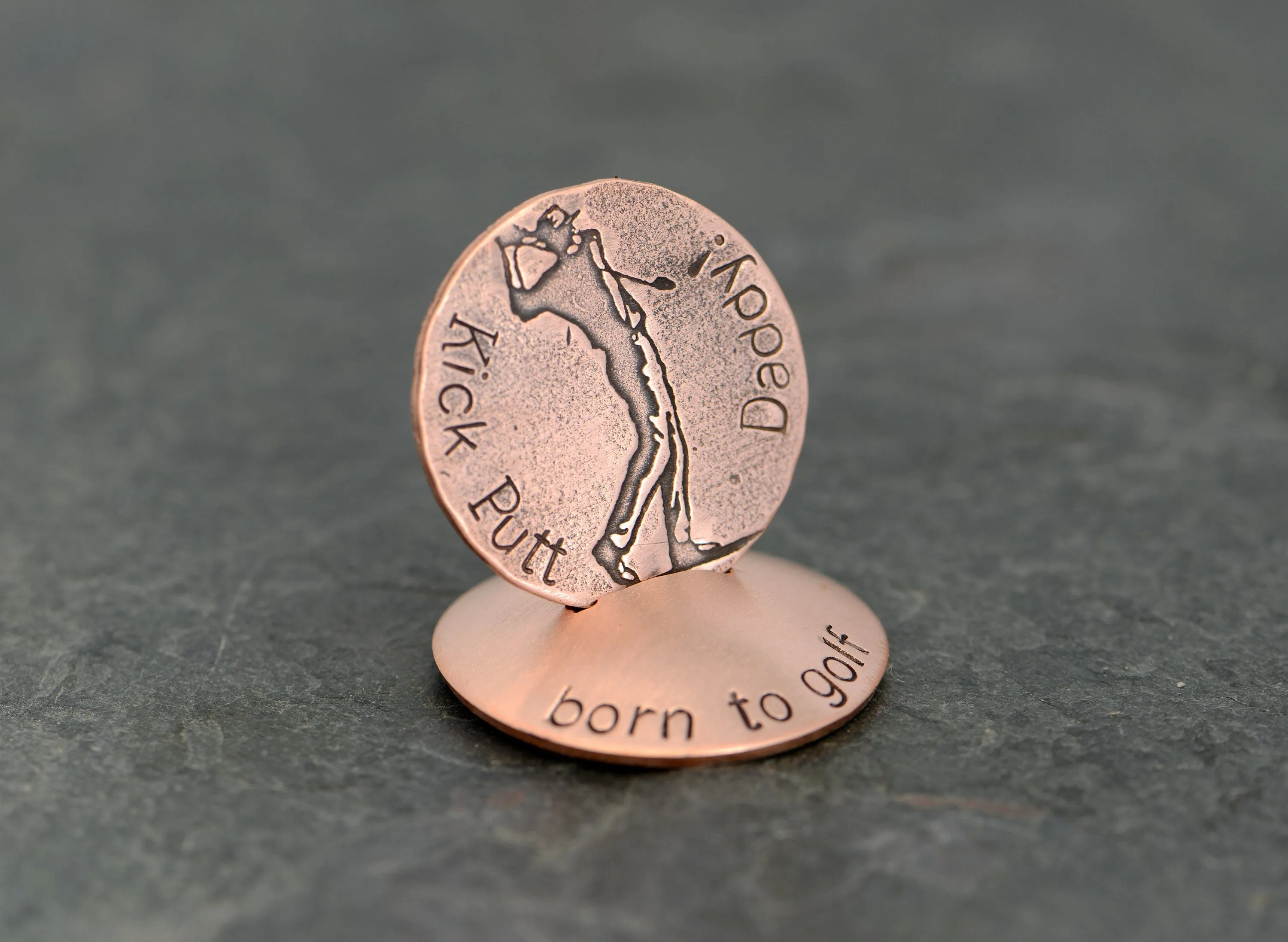 Bronze Golf Ball Marker stamped with Best Dad by Par