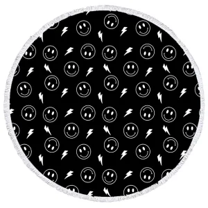 B/W SMILEY BOLT BEACH MAT