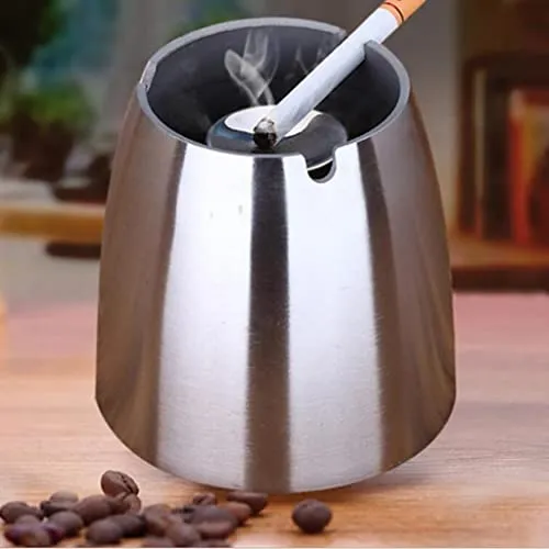 CALANDIS® Stainless Steel Ashtray Tabletop Smoker Cigar Ash Tray Holder Bar Supplies L | 1 Piece Stainless Steel Ashtray