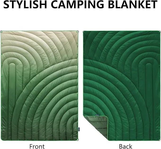 Camping Blanket,Packable Down Alternative Puffy Printed Camping Blanket Lightweight Outdoor Blanket for Camping,Traveling, Stadium, Hiking, Picnics